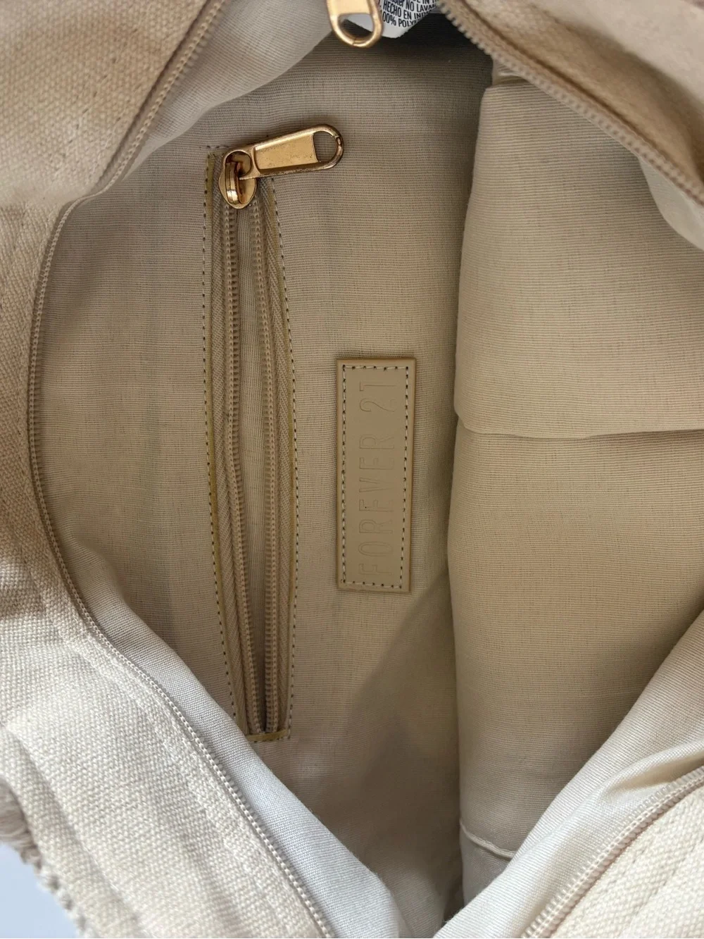 Forever 21 Cream Boho Woven Fringe Tote Bag Macrame Rope Handles